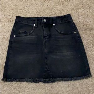 high waisted black denim skirt